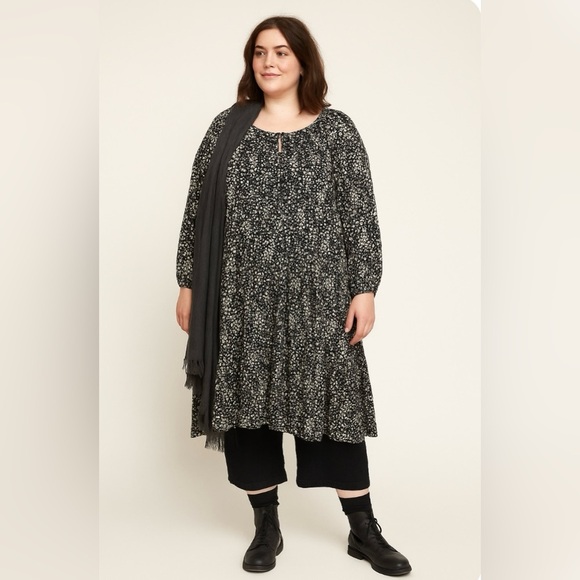 Ulla Popken Plus Size Black Cream Print Tunic Dress – 28/30 scarf not included - Picture 9 of 9